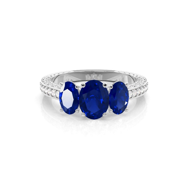 Prong Setting Oval Blue Sapphire Vintage Ring