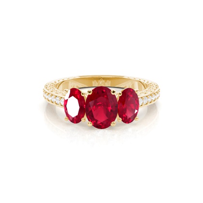 Yellow Gold Ruby Diamond Engagement Rings