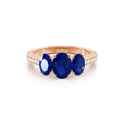Prong Setting Oval Blue Sapphire Vintage Ring