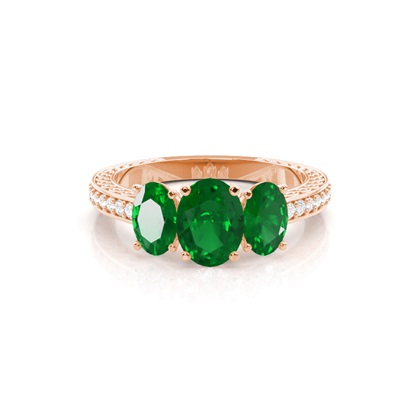 Prong Setting Oval Emerald Vintage Ring
