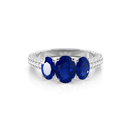 Prong Setting Oval Blue Sapphire Vintage Ring