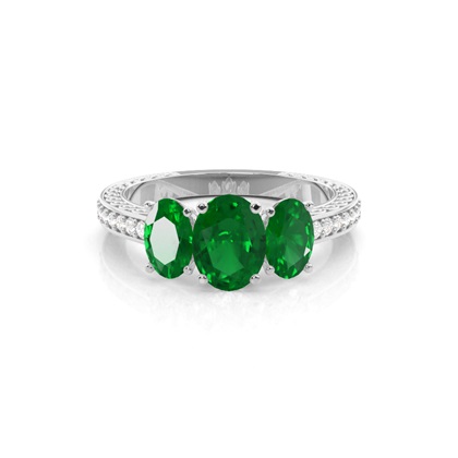 Prong Setting Oval Emerald Vintage Ring