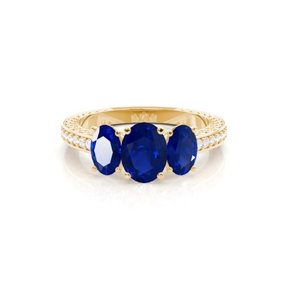 Prong Setting Oval Blue Sapphire Vintage Ring