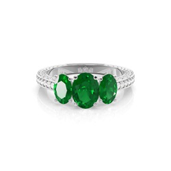 Zinkeneinstellung Ovaler Smaragd Vintage Ring