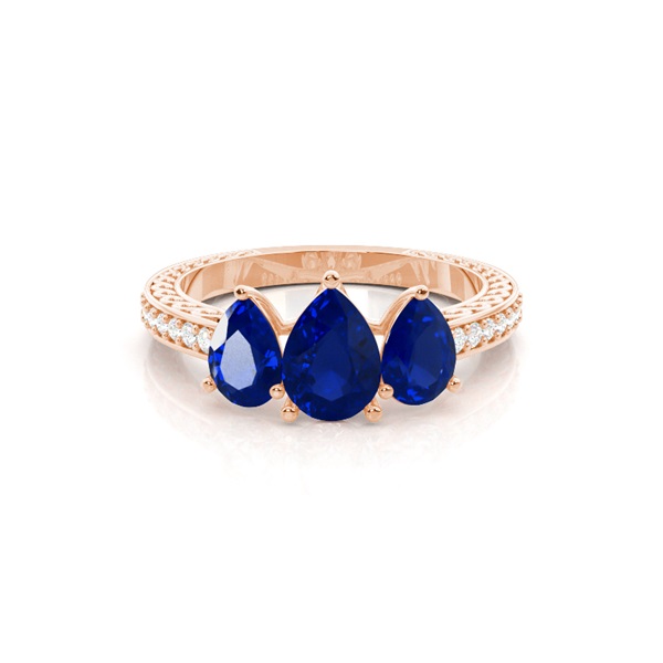 Prong Setting Pear Blue Sapphire Vintage Ring