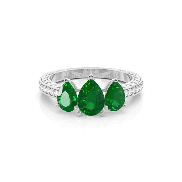 Prong Setting Pear Emerald Vintage Ring