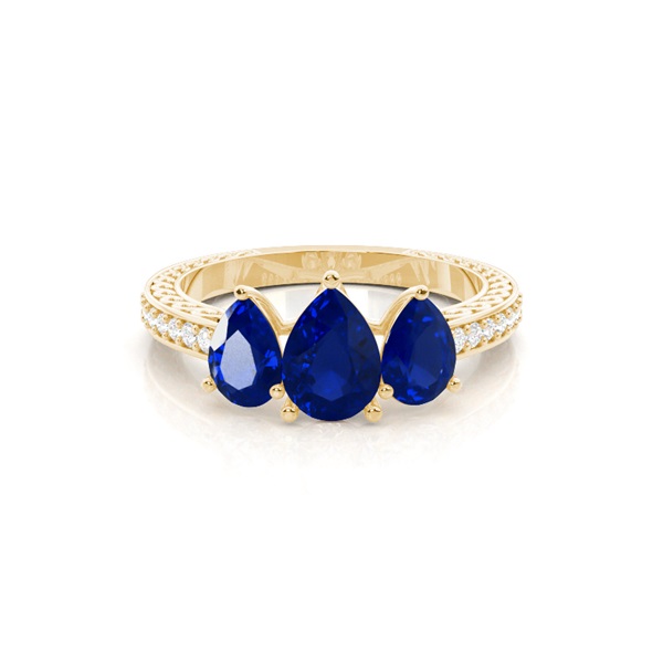 Prong Setting Pear Blue Sapphire Vintage Ring