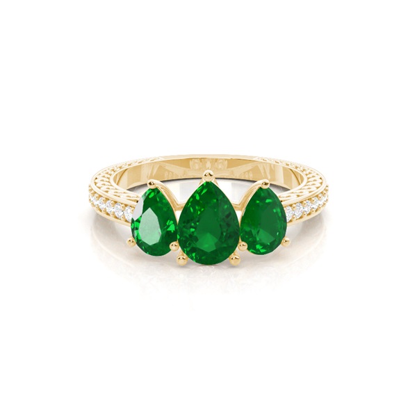 Prong Setting Pear Emerald Vintage Ring
