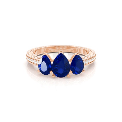 Prong Setting Pear Blue Sapphire Vintage Ring