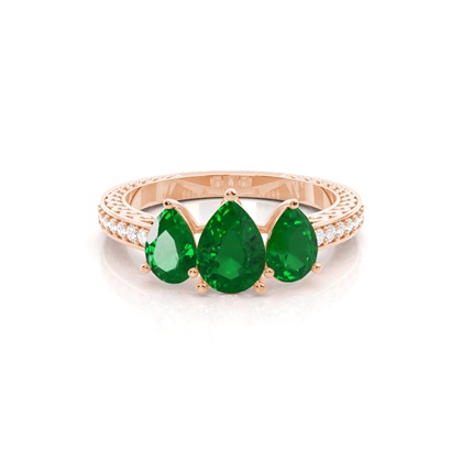 Prong Setting Pear Emerald Vintage Ring