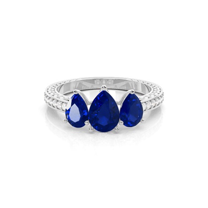 Prong Setting Pear Blue Sapphire Vintage Ring