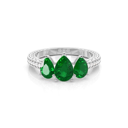 Prong Setting Pear Emerald Vintage Ring