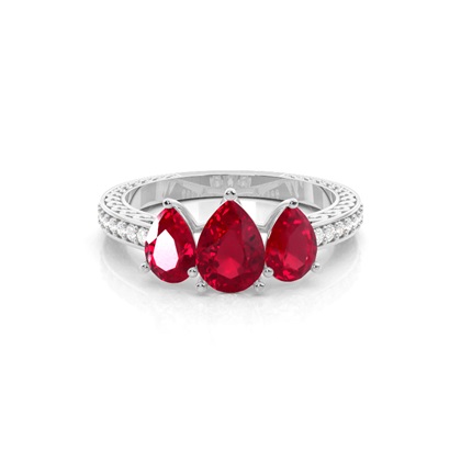 Pear 3 Stone Diamond Rings