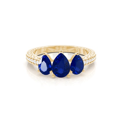 Prong Setting Pear Blue Sapphire Vintage Ring
