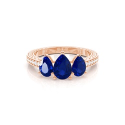 Prong Setting Pear Blue Sapphire Vintage Ring