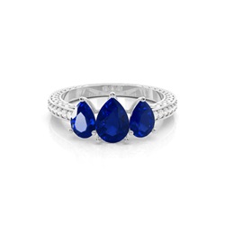 Prong Setting Pear Blue Sapphire Vintage Ring