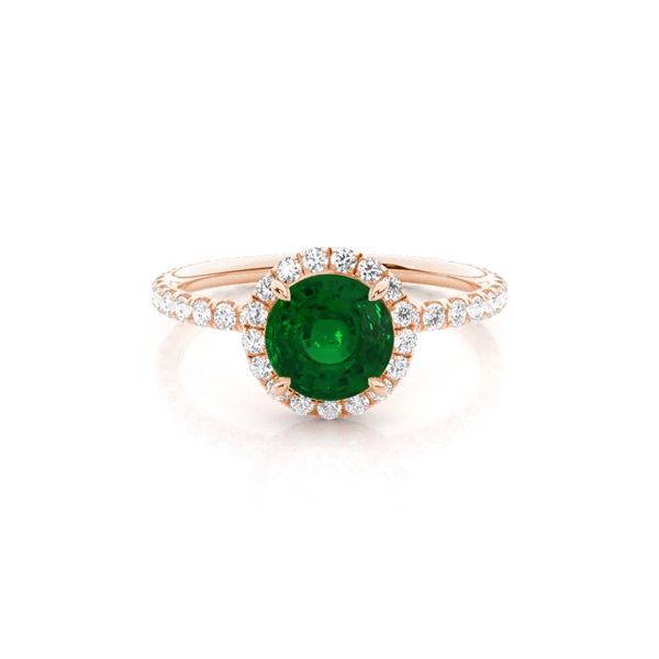 Prong Setting Round Emerald Side Stone Ring