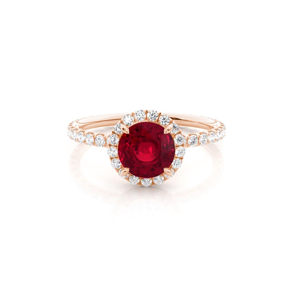 Prong Setting Round Ruby Side Stone Ring