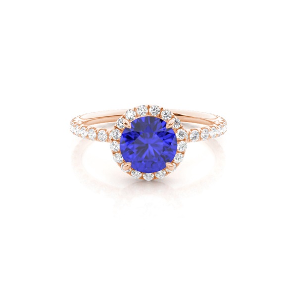 Prong Setting Round Tanzanite Side Stone Ring