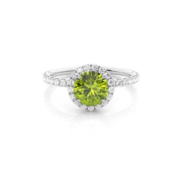 Prong Setting Round Peridot Side Stone Ring