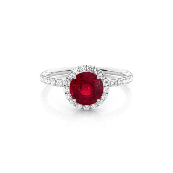 Prong Setting Round Ruby Side Stone Ring