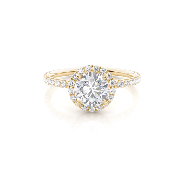 Prong Setting Round Moissanite Side Stone Ring