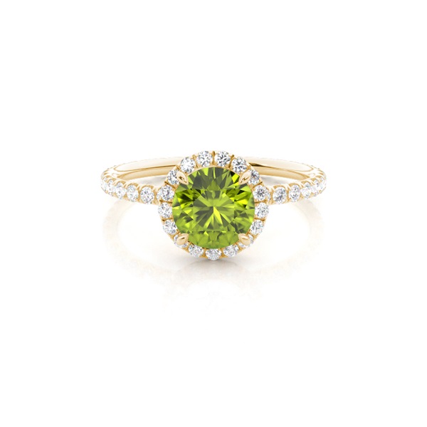 Prong Setting Round Peridot Side Stone Ring