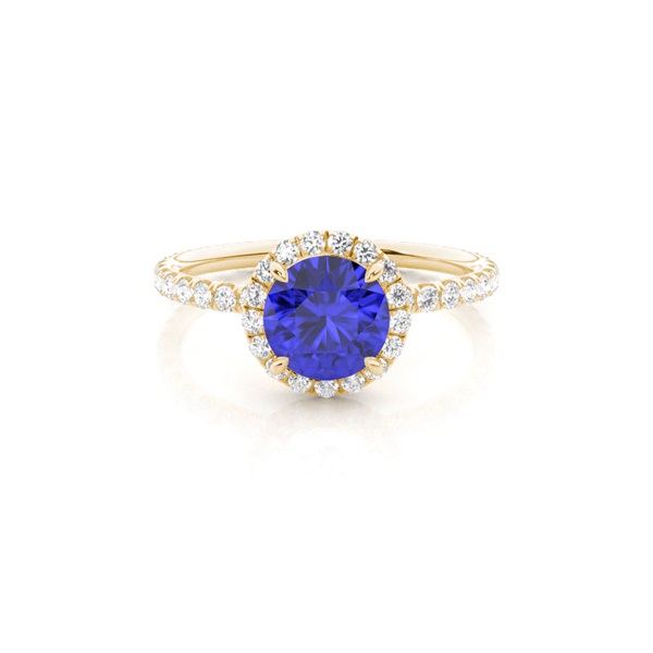 Prong Setting Round Tanzanite Side Stone Ring