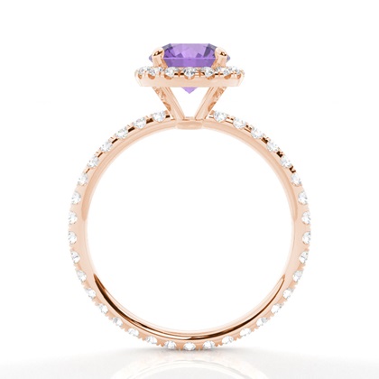 Runder Amethyst Ring mit Seitensteinen in einer Krappenfassung