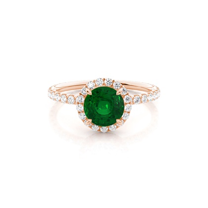 Prong Setting Round Emerald Side Stone Ring
