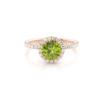 Prong Setting Round Peridot Side Stone Ring