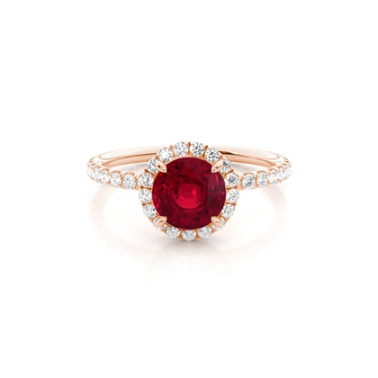 Prong Setting Round Ruby Side Stone Ring
