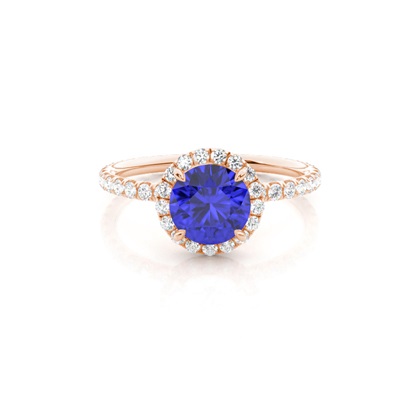 Prong Setting Round Tanzanite Side Stone Ring
