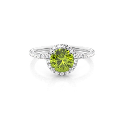 Prong Setting Round Peridot Side Stone Ring