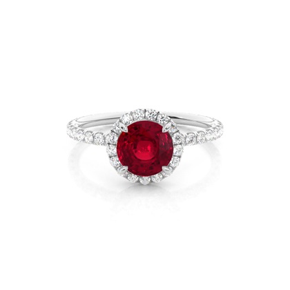 Prong Setting Round Ruby Side Stone Ring