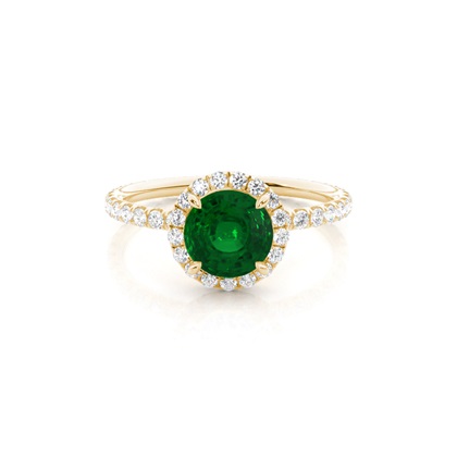 Prong Setting Round Emerald Side Stone Ring