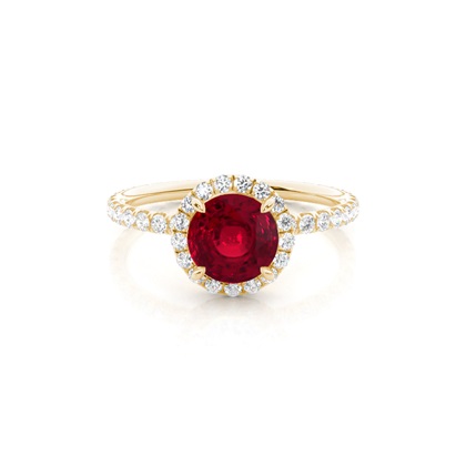 Prong Setting Round Ruby Side Stone Ring