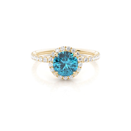 Prong Setting Round Blue Topaz Side Stone Ring