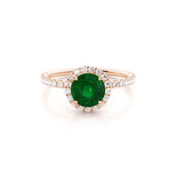 Prong Setting Round Emerald Side Stone Ring
