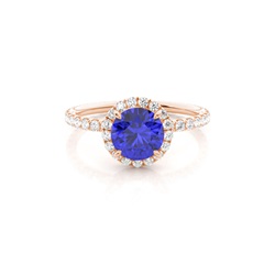 Prong Setting Round Tanzanite Side Stone Ring