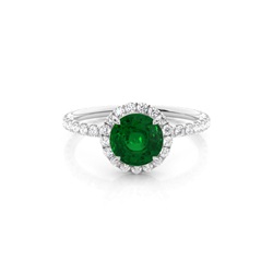 Prong Setting Round Emerald Side Stone Ring