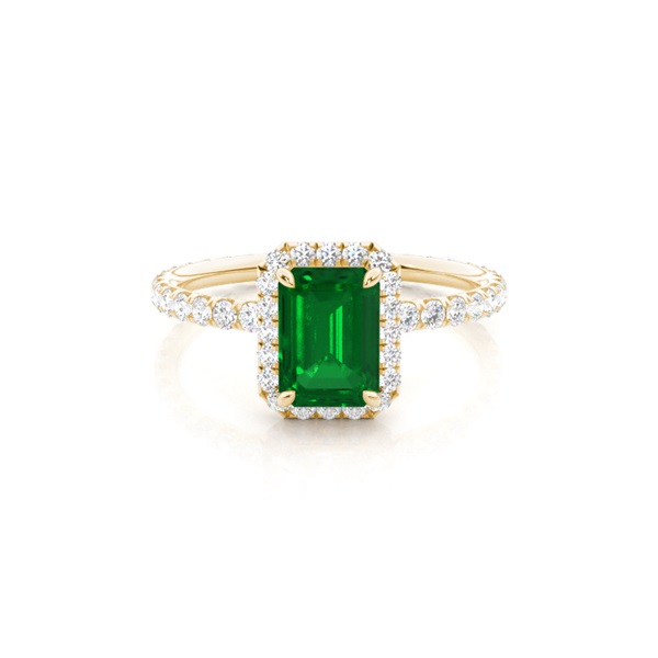 Prong Setting Emerald Side Stone Ring