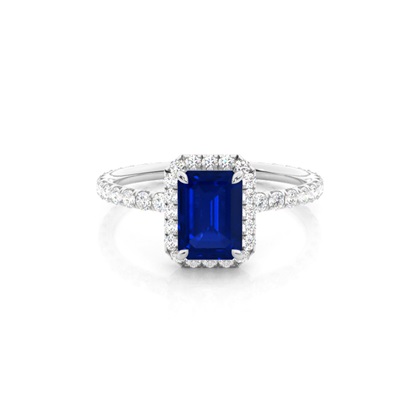 Prong Setting Blue Sapphire Side Stone Ring