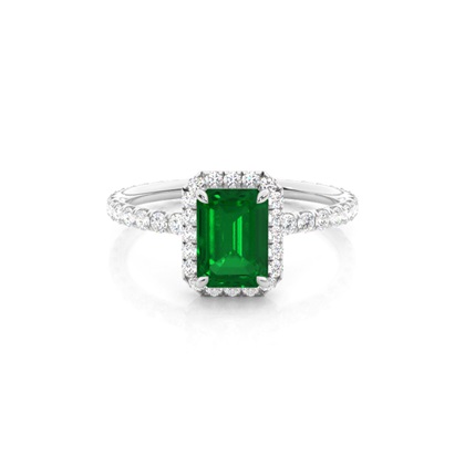 Prong Setting Emerald Side Stone Ring