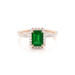 Prong Setting Emerald Side Stone Ring