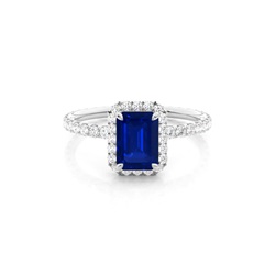 Prong Setting Blue Sapphire Side Stone Ring