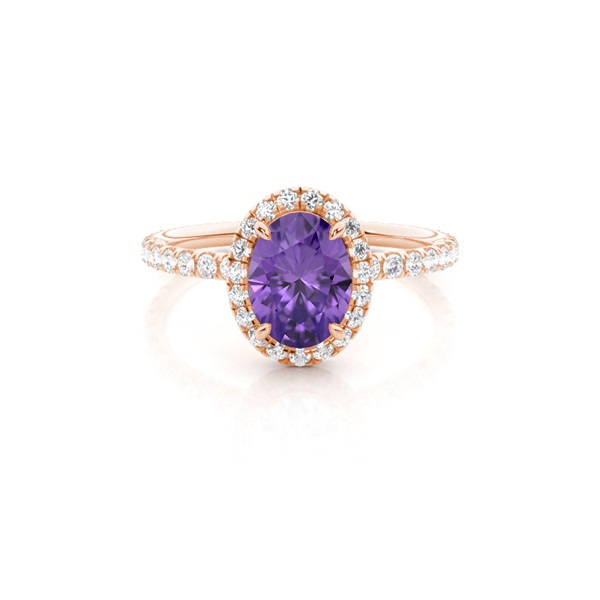 Prong Setting Oval Amethyst Side Stone Ring