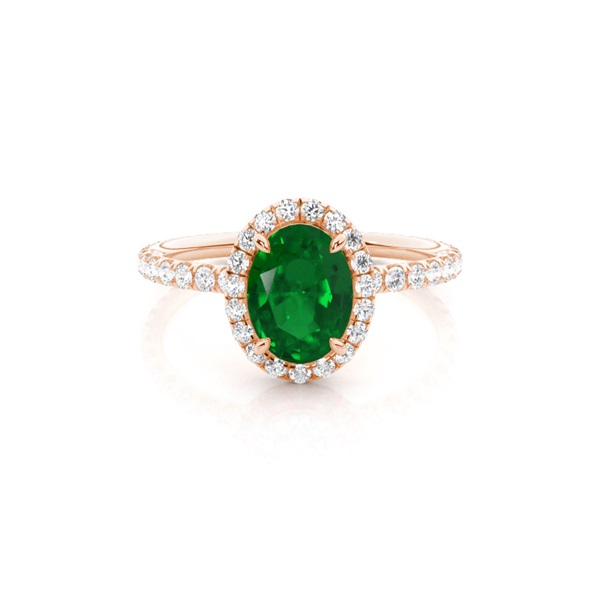 Prong Setting Oval Emerald Side Stone Ring