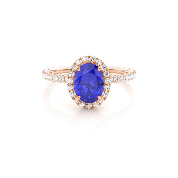 Prong Setting Oval Tanzanite Side Stone Ring