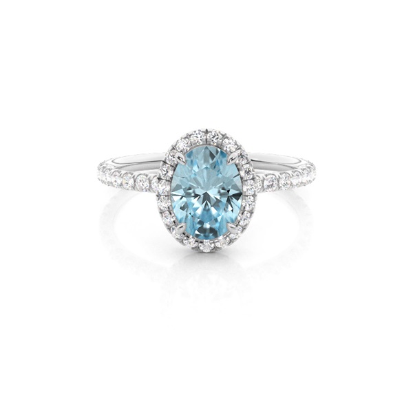 Prong Setting Oval Aquamarine Side Stone Ring